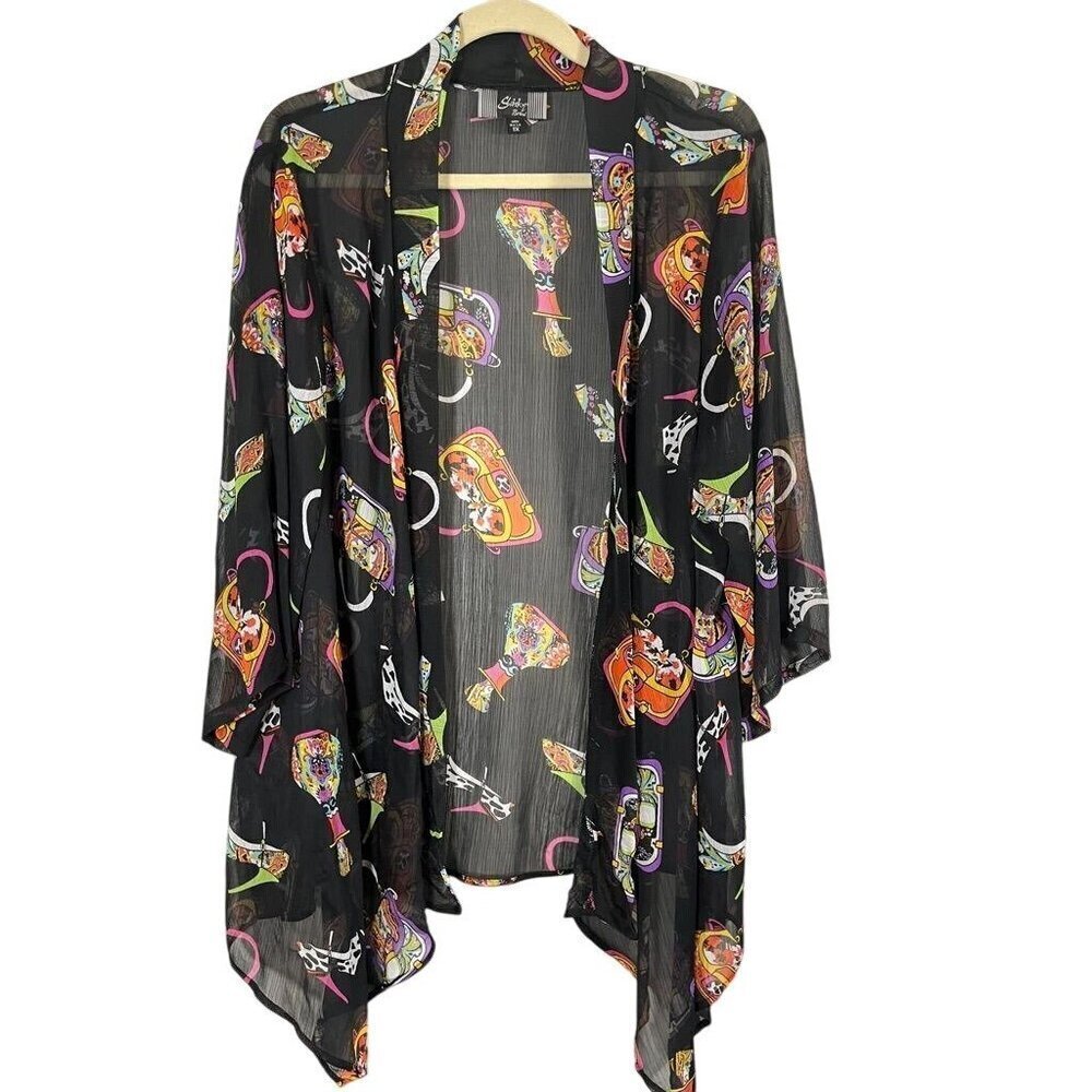 Slinky Cardigan 1X Black Sheer Feminine Retro Vintage Perfume Handbag